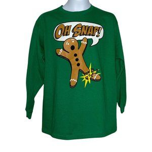 NWT Fifth Sun Oh Snap! Gingerbread Man Green Holiday Christmas Funny Tee Boy's L